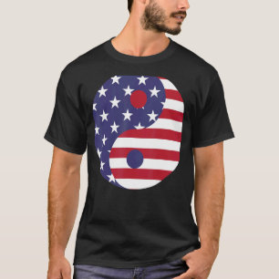 T-shirt Drapeau américain Ying et Yang