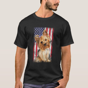 T-shirt Drapeau américain Yorkshire Terrier Dog Vintage