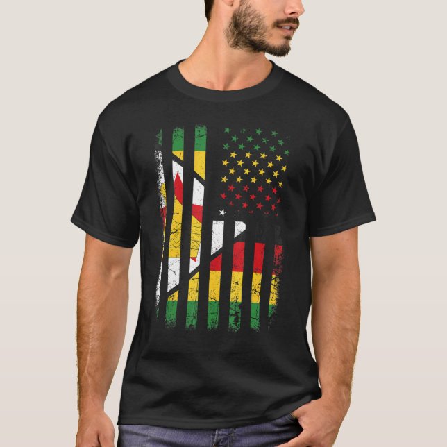 T-shirt Drapeau américain zimbabwéen Racines zimbabwéennes (Devant)