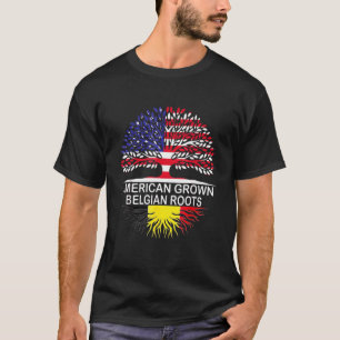 T-shirt Drapeau American Grown Belgian Roots Belgique