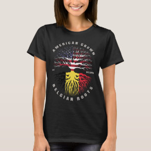 T-shirt Drapeau American Grown Belgian Roots Belgique