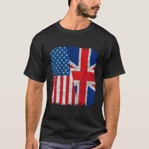 T-shirt Drapeau américano-britannique moitié USA Angleterr
