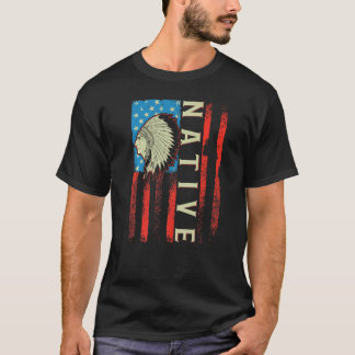 T-shirt Drapeau amérindien Chef Traditionnel États-Unis
