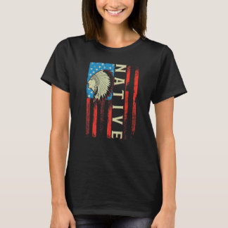 T-shirt Drapeau amérindien Chef Traditionnel États-Unis