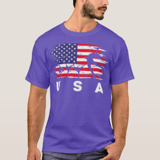 T-shirt Drapeau Amérique de patinage artistique