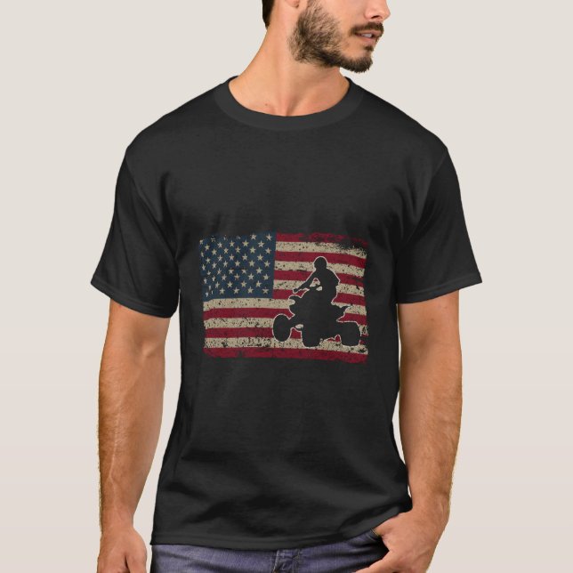 T-shirt Drapeau Amérique Quad Vélo I Atv Quatre Routeurs Q (Devant)