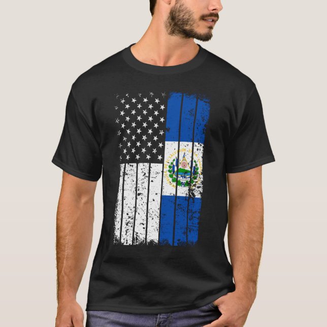 T-shirt Drapeau Amérique Salvadorienne - El Salvad (Devant)