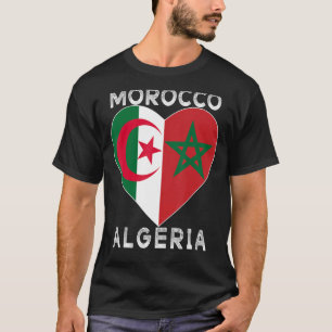 T-shirt Drapeau Amour Maroc Algérie I Love Maroc Algérie S