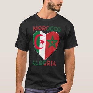 T-shirt Drapeau Amour Maroc Algérie, J'aime Maroc Algérie
