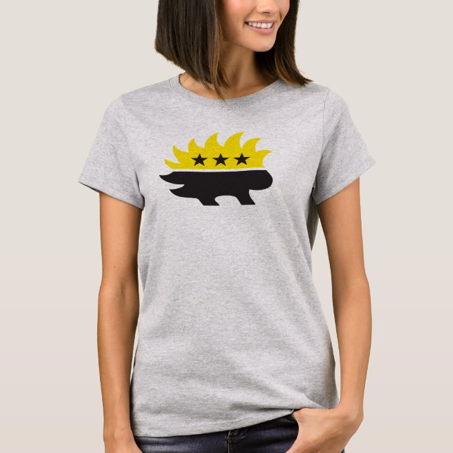 T-shirt Drapeau Ancap Logo Porcupine noir et jaune (Devant)
