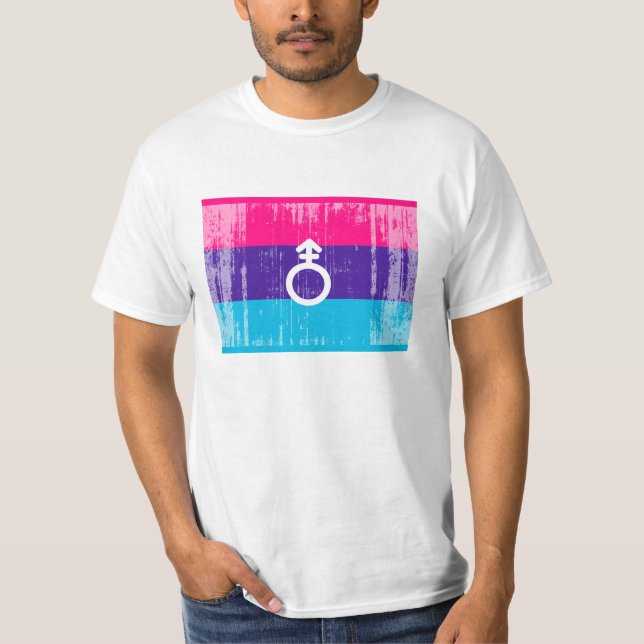 T-SHIRT DRAPEAU ANDROGYNE ET SYMBOLE (Devant)