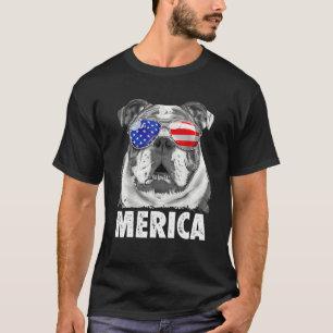 T-shirt Drapeau anglais Bulldog 4 juillet Merica Men Usa