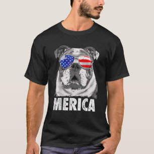 T-shirt Drapeau anglais Bulldog 4 juillet Merica Men Usa