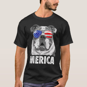 T-shirt Drapeau anglais Bulldog 4 juillet Merica Men Usa