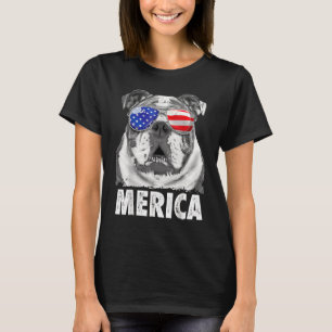 T-shirt Drapeau anglais Bulldog 4 juillet Merica Usa