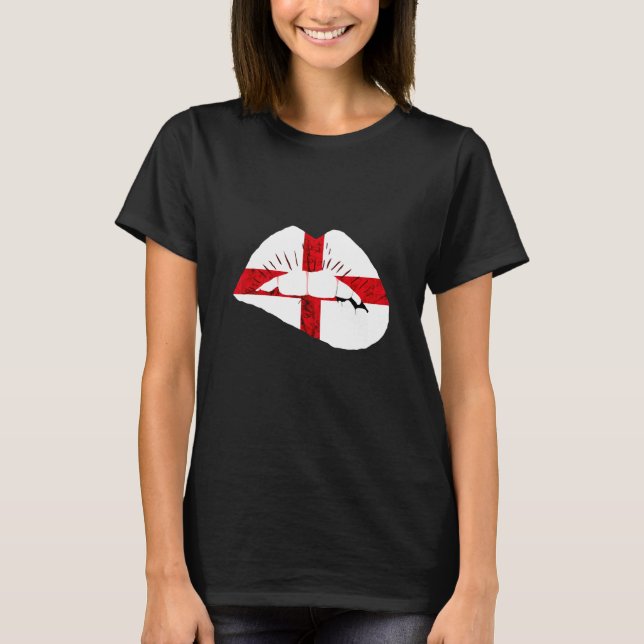 T-shirt Drapeau anglais d'Angleterre Lèvres Croix de Saint (Devant)