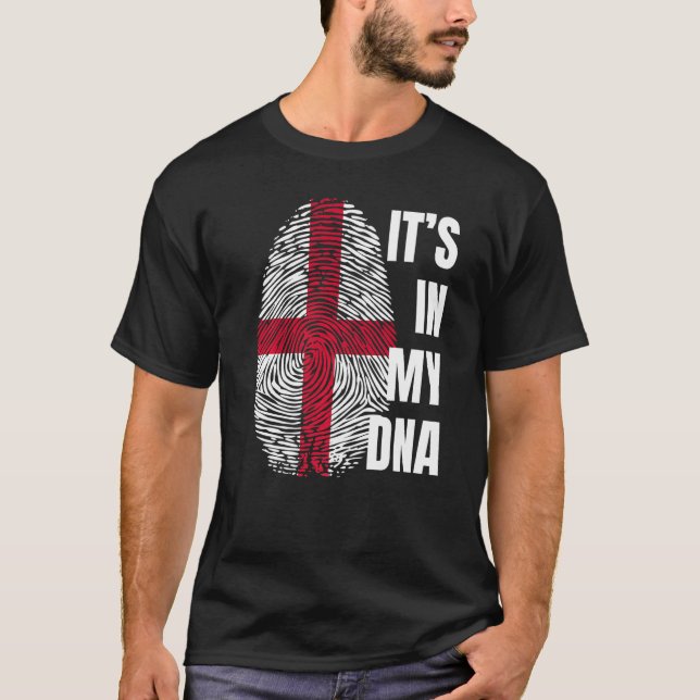 T-shirt Drapeau anglais Dna Empreinte manuscrite Angleterr (Devant)