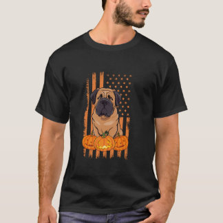 T-shirt Drapeau anglais Mastiff Dog USA Patriotique Hallow