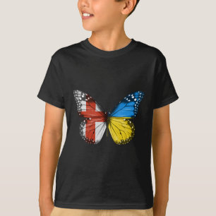 T-shirt Drapeau anglais ukrainien Papillon Angleterre Ukra