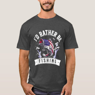 T-shirt Drapeau Angler Américain Je Préférerais Pêcher 