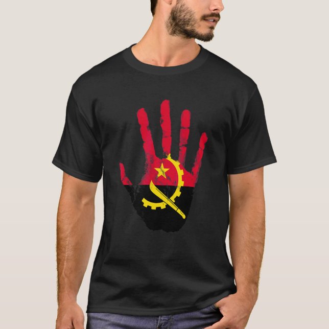 T-shirt Drapeau Angola Main Luanda Fier Angolais (Devant)