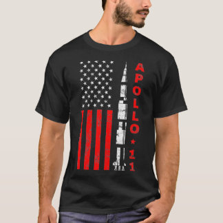 T-shirt Drapeau Apollo 11 Saturn V Rocket USA