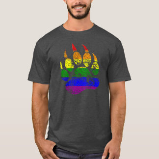 T-shirt Drapeau arc-en-ciel à patte d'ours en détresse GAY