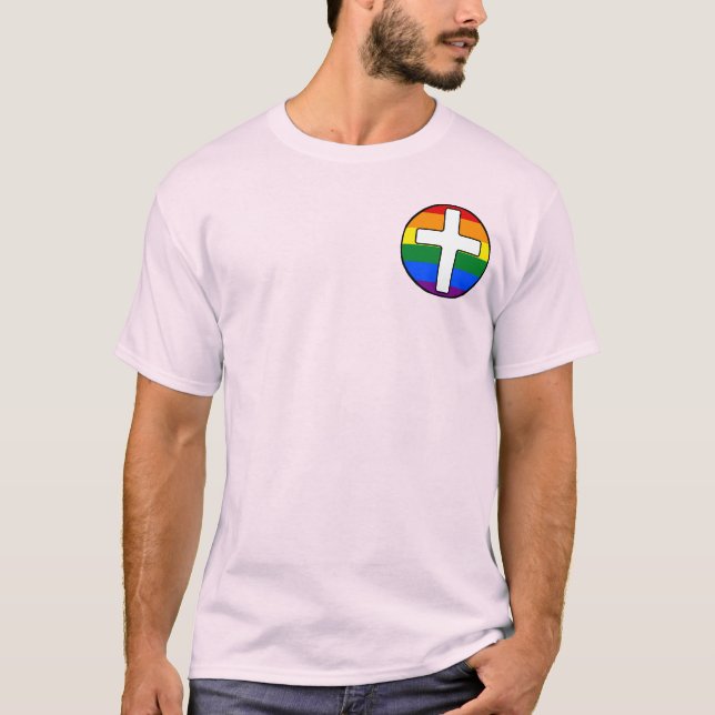 T-shirt Drapeau arc en ciel avec croix | Chemise légère |  (Devant)