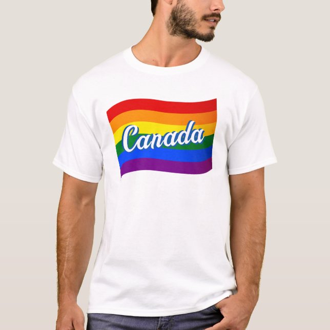 T-shirt drapeau arc-en-ciel Canada Gay pride canadien LGBT (Devant)