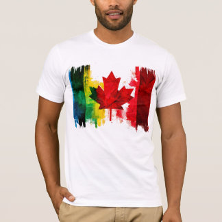T-shirt Drapeau arc-en-ciel canadien Feuille d'érable LGTB