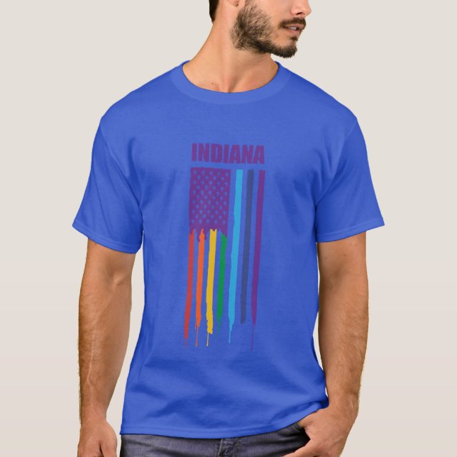 T-shirt Drapeau arc-en-ciel de l'Indiana Pride Premium (Devant)
