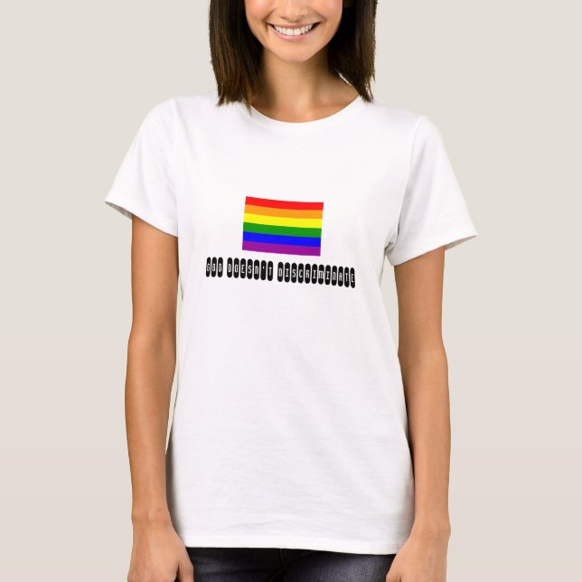 T-shirt drapeau arc-en-ciel, Dieu ne discrimine pas (Devant)