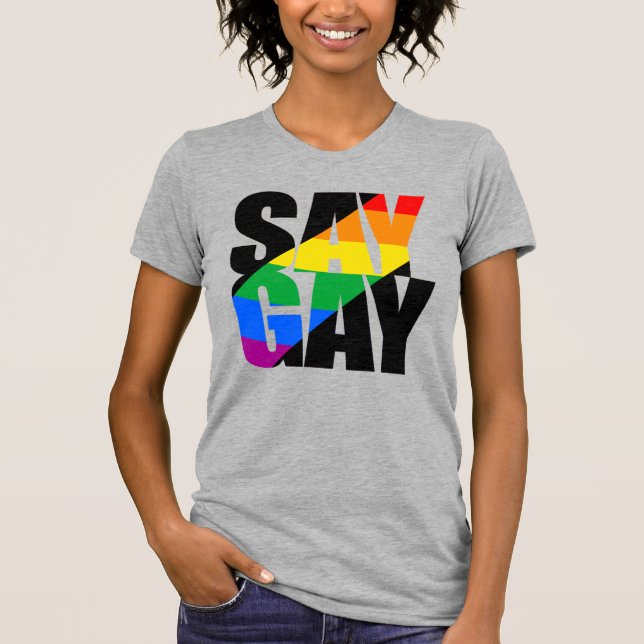 T-shirt Drapeau arc-en-ciel "Dis Gay" (Devant)