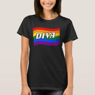 T-shirt Drapeau arc-en-ciel DIVA fabuleux Gay pride LGBT L