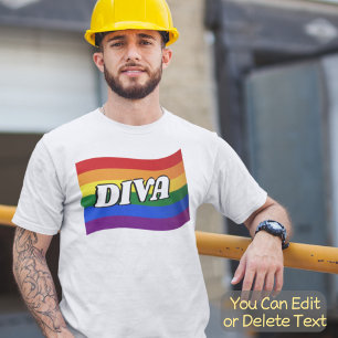 T-shirt Drapeau arc-en-ciel DIVA fabuleux Gay pride LGBT L