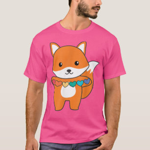 T-shirt Drapeau Arc-en-ciel Fierté Gay Lgbtq Cœurs Renard