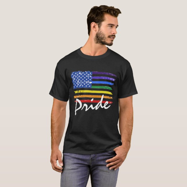 T-shirt Drapeau arc-en-ciel gay pride (Devant entier)