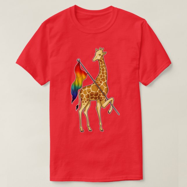 T-shirt Drapeau arc-en-ciel Giraffe (Design devant)