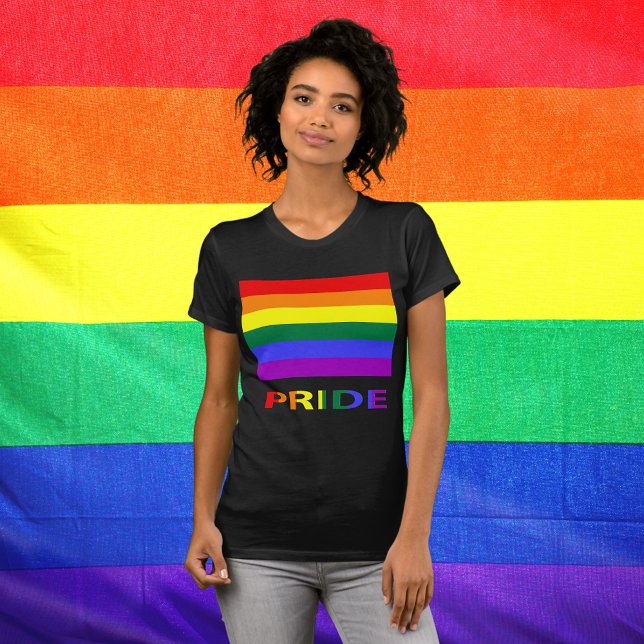 T-shirt Drapeau arc-en-ciel LGBT Pride & Texte Femmes (LGBT Pride Rainbow Flag T-Shirt)