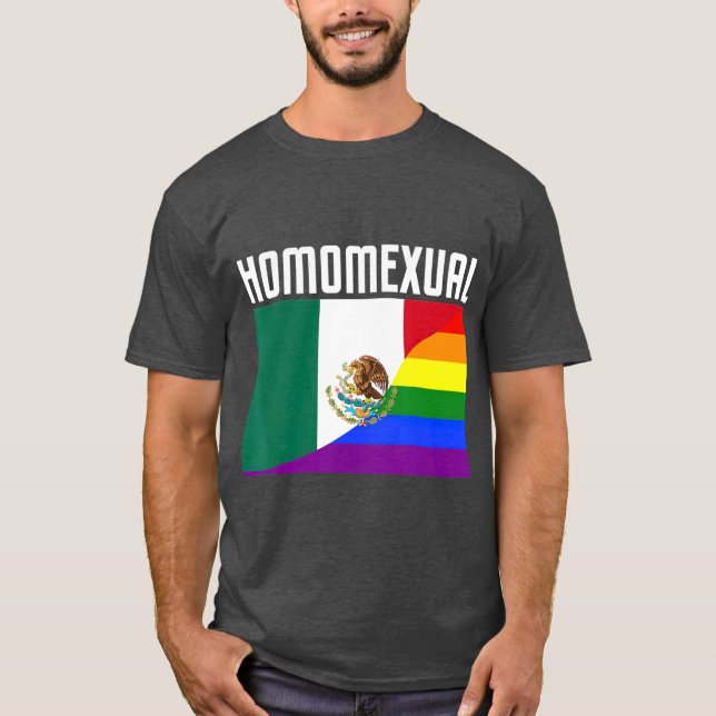 T-shirt Drapeau arc-en-ciel mexicain gay pride Fiers Homos (Devant)