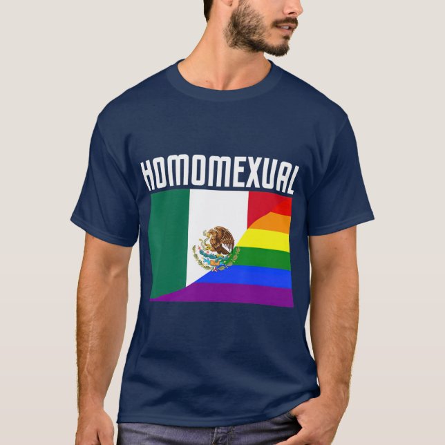 T-shirt Drapeau arc-en-ciel mexicain gay pride Fiers Homos (Devant)