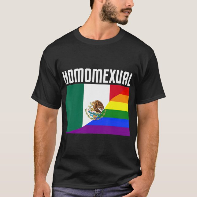 T-shirt Drapeau arc-en-ciel mexicain gay pride Fiers Homos (Devant)