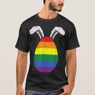 T-shirt Drapeau Arc-en-ciel Œuf Lapin Oreilles Fierté Gay