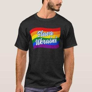 T-shirt Drapeau arc-en-ciel Slava Gay pride ukrainien LGBT