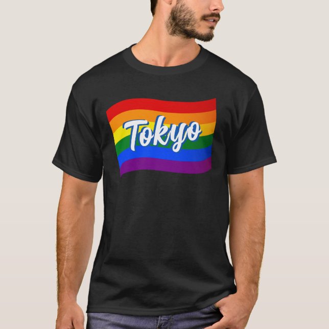 T-shirt Drapeau arc-en-ciel Tokyo Japon Gay pride japonais (Devant)