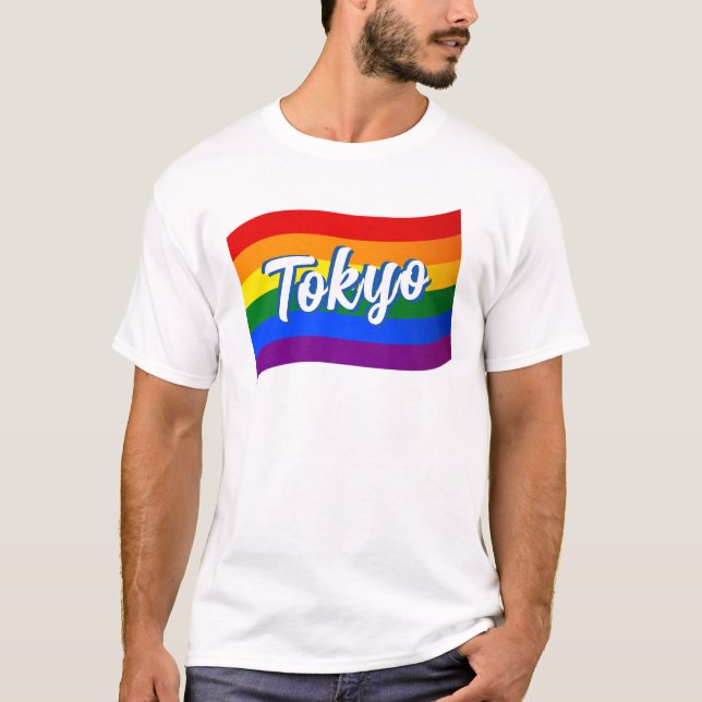 T-shirt Drapeau arc-en-ciel Tokyo Japon Gay pride japonais (Devant)