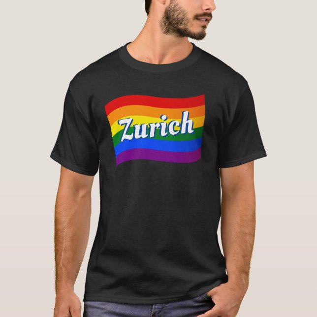 T-shirt Drapeau arc-en-ciel Zurich Suisse Gay pride LGBTQ (Devant)