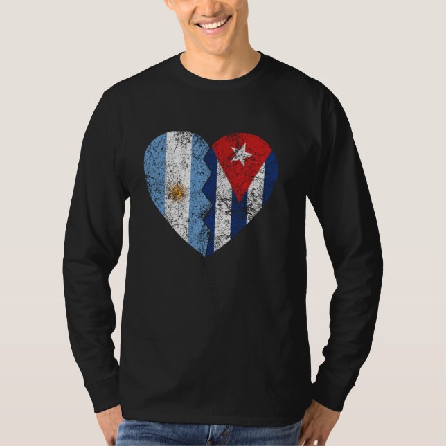 T-shirt Drapeau argentin cubain Coeur Argentine Cuba Drape (Devant)