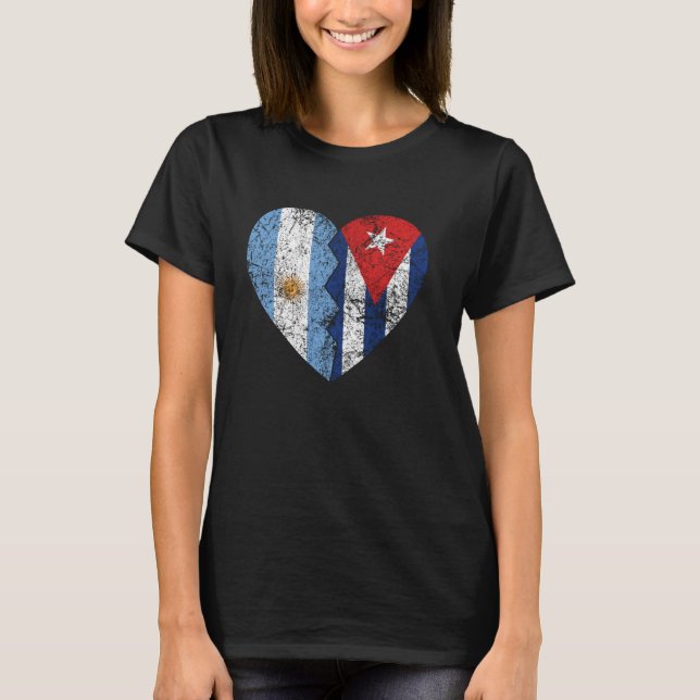 T-shirt Drapeau argentin cubain Coeur Argentine Cuba Drape (Devant)