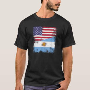 T-shirt Drapeau Argentin Demi Vintage Argentine USA Cadeau